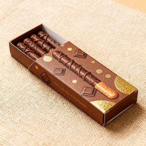 चॉकलेट बार के लिए निः शुल्क नमूना कस्टम फूड ग्रेड सफेद कार्डबोर्ड टक बॉक्स. उव और सोने की रेत प्रभाव पैकेजिंग - Product Image 1