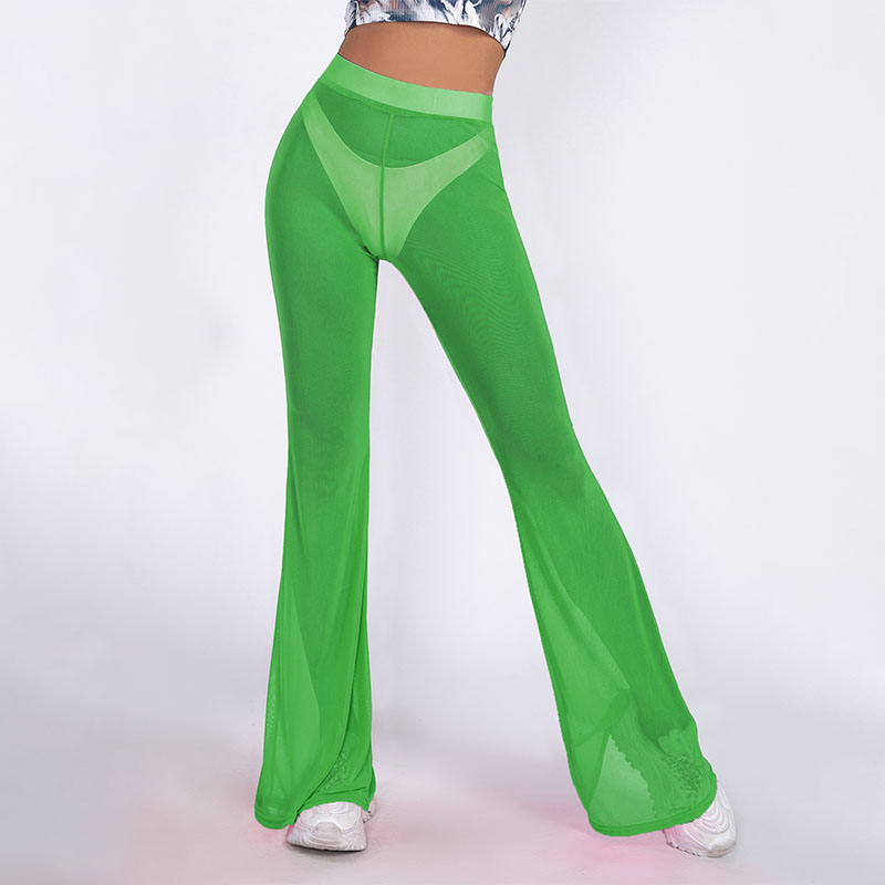 Les leggings transparents verts voient à travers les pantalons longs