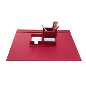 Luxury Large Desk Organizer Set Office Supplies with Mesh Metal Includes Desktop <b>Pad</b> Mouse <b>Pad</b> Stationery-Leather Desk Set - Product Image 2