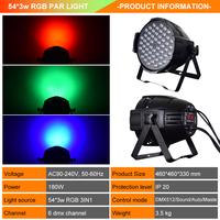 Projecteur LED Par Slim Professionnel 54x3W RGBW, Contrôle DMX512 7 Canaux, IP20, Angles de Lentille 15-35°, Boîtier en Alliage d'Aluminium, pour Église, Scène, Bar