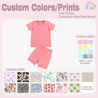 Ensemble de vêtements de détente confortable pour fillettes, t-shirt à manches courtes et col rond, short à taille élastique douce, pyjama pour enfants, personnalisation ODM prise en charge