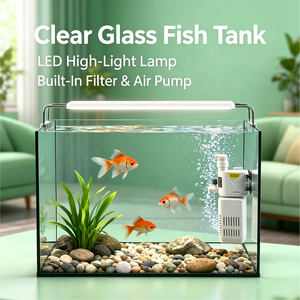 HD Black-Silicone Desktop Mini Aquarium - Office Living Room Fish <b>Tank</b> - Product Image 6