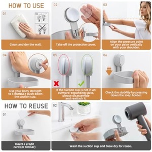Soporte para Jabón con Ventosa para Ducha, Montaje en Pared, Autodrenante, Sin Perforaciones, Extraíble, para Jabón en Barra y Esponja, para Baño - Product Image 3