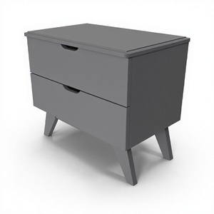 Mesa de Noche Convertible de Madera Maciza con Cajones Acanalados y Estación de Carga, Mesa Auxiliar Versátil con Almacenamiento, Directo de Fábrica - Product Image 1