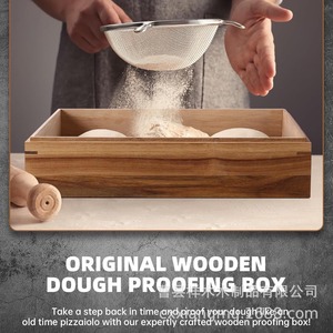 Dawn Mari Pizza Proofing Box Wooden Rectangle Dough Storage Covered <b>Kitchen</b> Bread Storage - Product Image 5