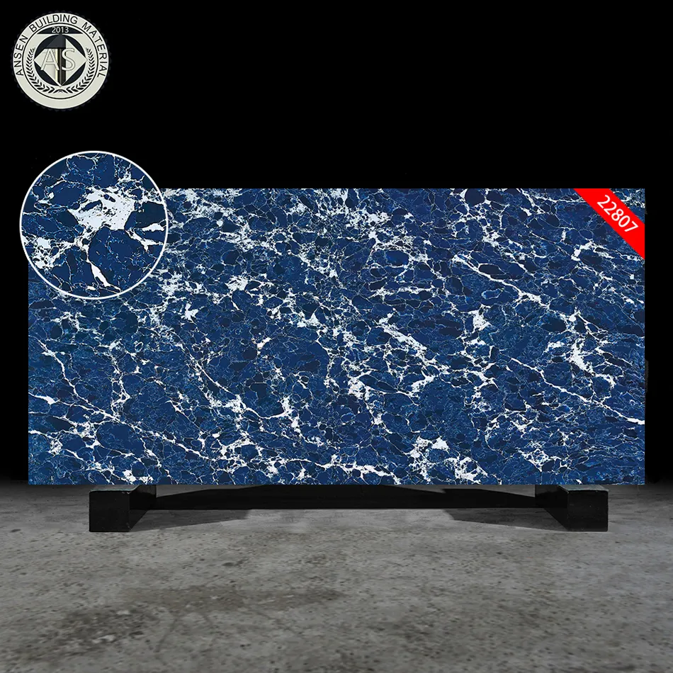 High Quality Eco-friendly calacatta quartz slab Hospital quartz blue stone