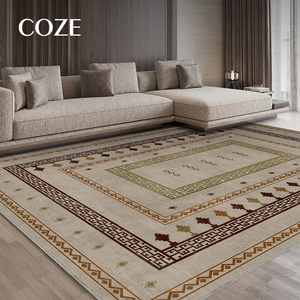 <span class=keywords><strong>Tappeto</strong></span> <span class=keywords><strong>Vintage</strong></span> Francese Verde e <span class=keywords><strong>Beige</strong></span> in Misto Lana Marocchina, Realizzato a Macchina, Ecologico, Antiscivolo, per Soggiorno, Camera da Letto e Comodino - Product Image 5