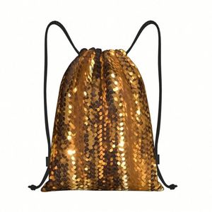 <b>Gold</b> Sequin Sparkle Drawstring <b>Backpack</b> Draw String Bag Waterproof Sports Bag Gym Cinch Bags for Women Men - Product Image 1