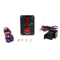 Panneau de commande d'allumage de course en fibre de carbone, interrupteur simple 12V avec LED rouge pour démarrage moteur de voiture de course