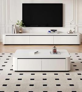 Meuble TV en bois italien vintage haut de gamme, ensemble meuble TV et table basse, meuble TV moderne pour salon avec rangement - Product Image 2