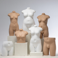 Manekin Torso Wanita Plus Size Berlekuk dengan Warna Kulit Matte, Bahan Fiberglass Setengah Badan untuk Pajangan Toko Lingerie