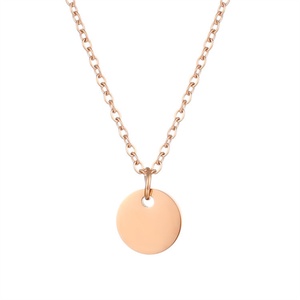 Minimalist Jewelry Gold Plated Necklace Charm Custom DIY Blank Round Pendant Necklaces for Women - Product Image 5