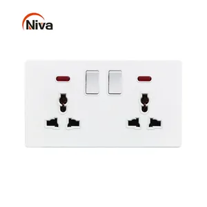 high quality electric sockets and switch double 3 pin MF socket with 1 gang 2 way swirch light switch