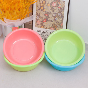 Plastic <b>Basins</b> <b>Round</b> Mixed Colors Wash <b>Basin</b> Vegetable Bowl Household Use - Product Image 1