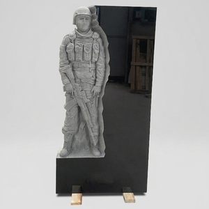 Nouvelle pierre tombale militaire <span class=keywords><strong>en</strong></span> pierre de <span class=keywords><strong>granit</strong></span> noir absolu personnalisée conception de monument de pierre tombale de Style russe - Product Image 2