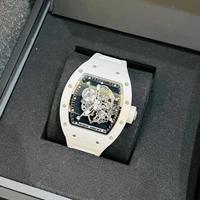 Reloj de Pulsera de Fibra de Carbono 5A, Cerámica Blanca y Caucho, para Hombre y Mujer, Diseño de Moda, Ultrafino, Estilo Ejecutivo