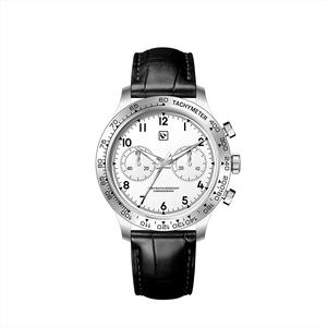 Montre mécanique chronographe multifonctionnelle vintage en acier inoxydable brossé avec lunette en saphir et revêtement antireflet ST1901 - Product Image 6