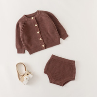 Ensemble 2 pièces en tricot pour bébé, automne et hiver, haut à manches longues, pantalon doux, ensemble décontracté pour bébé, pull pour bébé garçon et fille