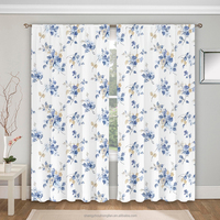 Rideaux floraux 90 pouces de longueur à isolation thermique filtrant la lumière motif de feuille impression rideaux doux pour la décoration de salon