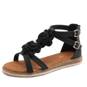 Sandalias Romanas Planas de Verano 2026 para Mujer, Diseño Floral Bohemio, Antideslizantes, con Cierre Trasero, Zapatos de Playa - Product Image 5