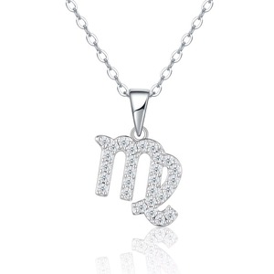 Collar con Colgante de Plata de Ley 925 Antideslustre con Símbolo del Horóscopo Virgo y Moissanita Brillante de Brillo Intenso - Product Image 2