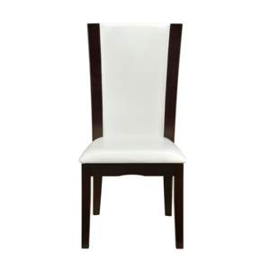 DB Modern Contemporary Set of 2 Dining Side <b>Chairs</b> <b>White</b> Faux Leather Upholstered with Espresso Finish Hardwood Solid - Product Image 2