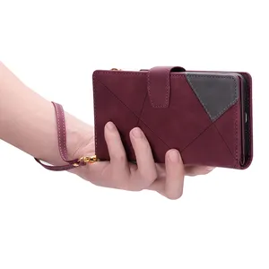 Étui de téléphone en cuir magnétique de luxe en PU à fonction portefeuille avec porte-cartes pour Iphone 15 sac à monnaie à fermeture éclair accessoires de téléphone