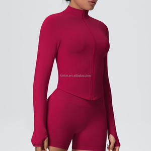 Women's Gym Fitness Running Jacket Seamless Yoga <b>Top</b> Thumb Holes <b>Long</b> Stretch Fit <b>Sleeves</b> Windproof Plus Size Skinny Fit Zip-Up - Product Image 6