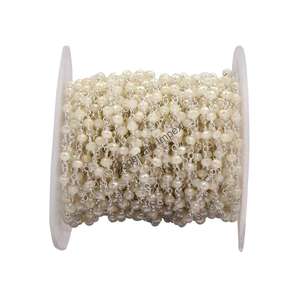 Cuentas facetadas envueltas en alambre, cadena de piedras preciosas de opalita Natural, Plata de Ley 925, cadena de Rosario de piedras preciosas hecha a mano para proveedores - Product Image 1