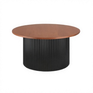 Mesa Auxiliar Redonda Moderna con Diseño Acanalado, Mesa Decorativa de Madera para Sala de Estar - Product Image 2