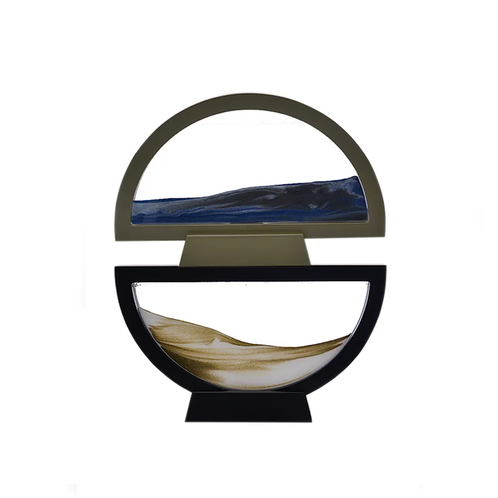 रचनात्मक सजावटी 3डी मूविंग सैंड आर्ट आभूषण बहती रेत पेंटिंग चित्र मूविंग सैंड आर्ट चित्र गोल ग्लास 3डी गहरे समुद्र