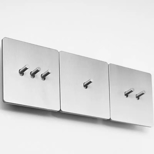 Interruptor Vintage de 2 Vias com 2 Tomadas para Decoração de Casa Exclusiva Transfronteiriça. Superfície Escovada em Aço Inoxidável Cinza Fosco. - Product Image 1