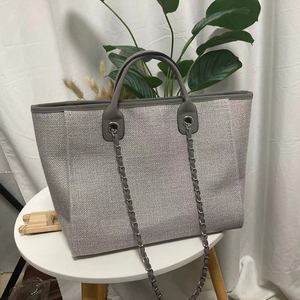 Bolsos Tote de Lona para Mujer, Bolso de Mano Elegante con Cadena para Verano y Otoño, Bolso de Playa - Product Image 6