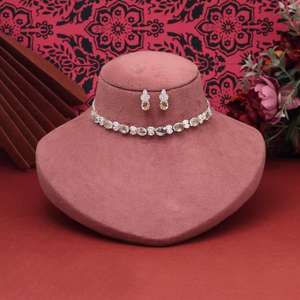 Ensemble de collier de style ethnique classique vintage plaqué or argent laiton cuivre avec diamants zircons pour mariage ou cadeau de fête - Product Image 3