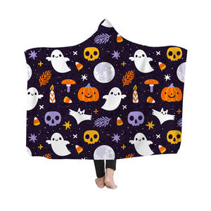 <strong>Dropshipping</strong> Print on Demand Halloween Cloak Hooded Blanket Wearable Fluffy and Plush <strong>Home</strong> <strong>Textiles</strong> Blanket - Product Image 1