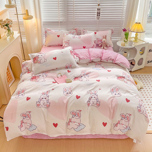 단색 플랫 침대 시트 세트 킹 퀸 트윈 사이즈 블루 침구 세트 가정용 - Product Image 3