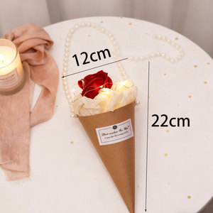 Ramo de Jabón en Forma de Cono de Helado con Perlas Románticas, Cono de Rosas Rojas, Regalo para el Día de San Valentín, Día de la Madre, Cumpleaños, Aniversario - Product Image 5