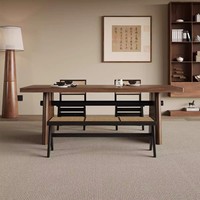Ensemble table et chaises de salle à manger rectangulaire moderne et simple en bois de frêne massif avec plateau en pierre pour la maison