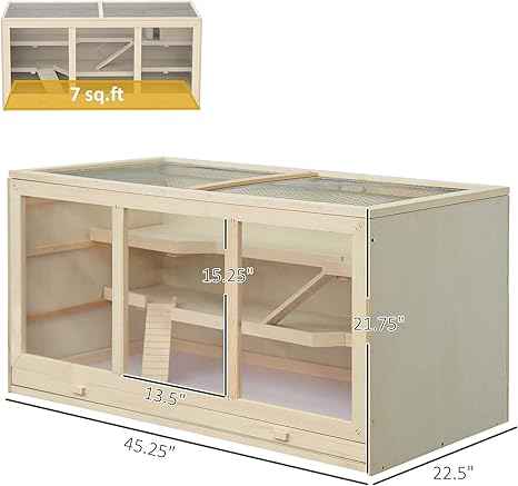 View of Wooden Hamster Cage, Sand Rat Habitat, Small Animal Enclosure, Open ...