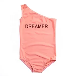 High Quality Pink Color Kids Swimwear Children 1 Piece Beachwear