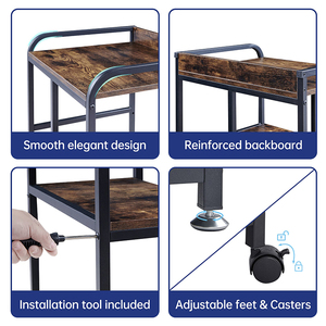 รถเข็นเครื่องพิมพ์ JH-Mech แข็งแรง ทนทาน ขนาด 23.6 x 10.6 x 18.9 นิ้ว สีน้ำตาลสไตล์เรโทร สำหรับสำนักงาน ทำจากเหล็ก - Product Image 3