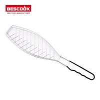 Vente directe d'usine jetable manche en bois charbon de bois Barbecue gril poisson maille fer matériel pour la cuisson