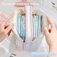 Trousse à crayons colorée, pochette transparente grande capacité, sac de papeterie multifonctionnel créatif et esthétique