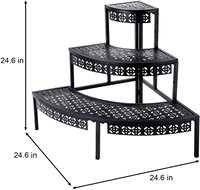 Support de plantes portable en métal à 3 niveaux, étagère d'angle quart de cercle pour pots de fleurs, pour intérieur, extérieur, sol, centre commercial