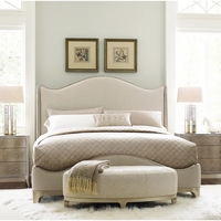 Lit tapissé beige de luxe Lit escamotable élégant en bois massif avec design traditionnel sculpté à la main Meubles de chambre à coucher sans matelas