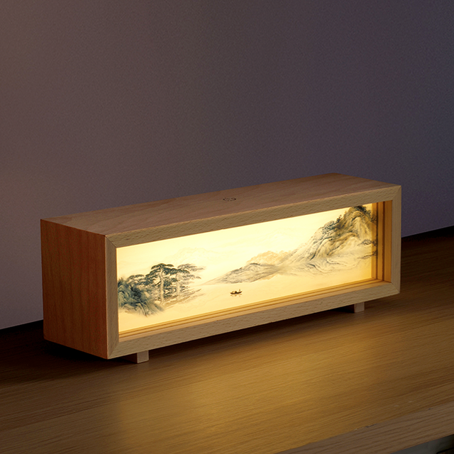 Creative Gift Touch Painting Rechargeable Bedside Wooden 3D Night Light Custom Logo Bedroom Anime Led Art Wood Crafts