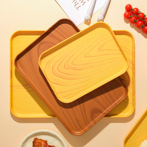 Bandeja de servicio decorativa personalizable bandeja de comida a granel de paja de trigo PP de madera de imitación para cafetería para Acción de Gracias y Pascua - Product Image 3