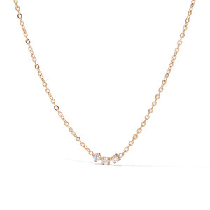 Collier <span class=keywords><strong>pendentif</strong></span> barre incurvée trois pierres CZ Smile en acier inoxydable 316L PVD Or <span class=keywords><strong>Argent</strong></span>, bijoux femme anti-ternissement, OEM - Product Image 6