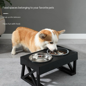 Mangkuk anjing Tinggi yang ramah lingkungan Modern 3 ketinggian yang dapat disesuaikan dudukan antiselip tempat makan lambat 2 mangkuk air makanan baja tahan karat untuk - Product Image 2