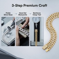 Chaîne cubaine Hip Hop en argent S925 entièrement sertie de diamants, tailles 8-24 mm, collier tendance incrusté de moissanite